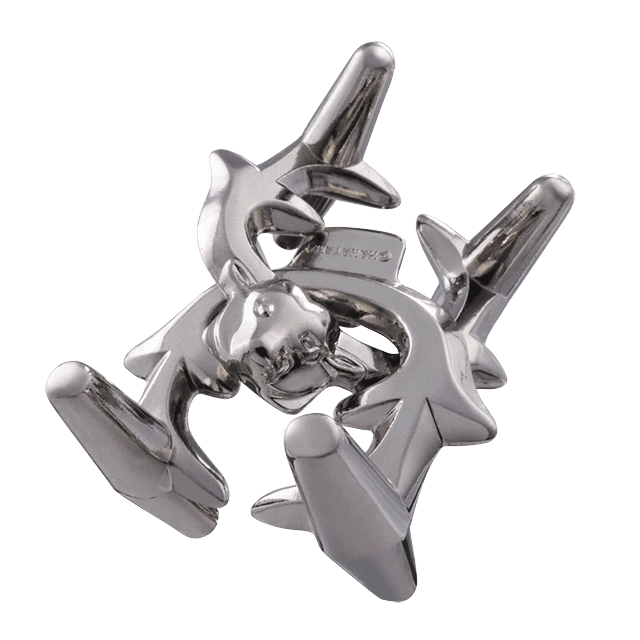 De Huzzle Cast Elk is een metalen 3D puzzel met ingewikkeld verstrengelde, geweien die samen een complexe geometrische vorm vormen.