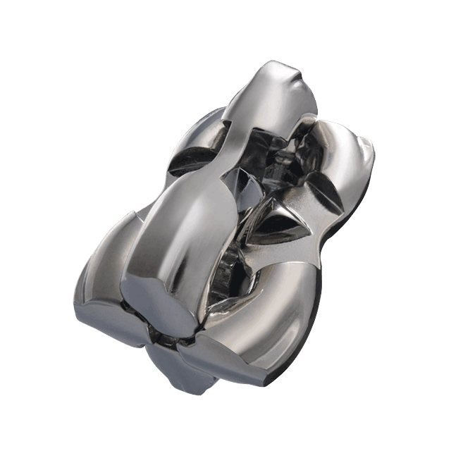 De Huzzle Cast H&H is een metalen 3D puzzel met twee verstrengelde H-vormige stukken die een uitdagende loskoppeling vereisen.