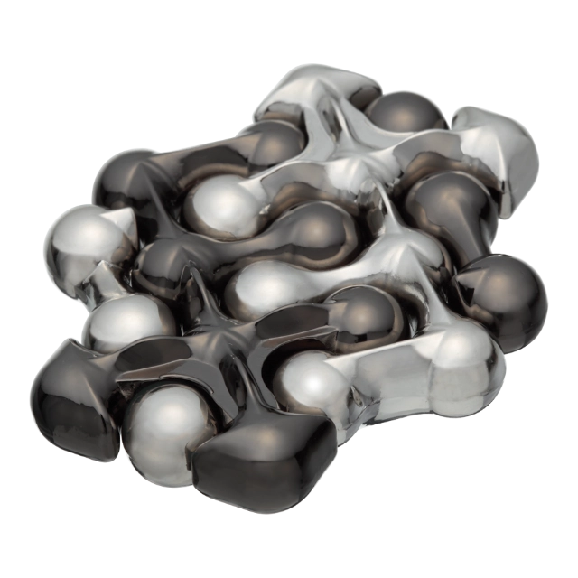 De Huzzle Cast Dot is een metalen 3D breinbreker puzzel met een eenvoudig, rond ontwerp en een complexe structuur die uit twee delen bestaat.