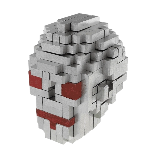 The Skull 3D breinbreker heeft een metalen ontwerp in de vorm van een schedel, waarbij de stukken op een uitdagende manier in elkaar passen.