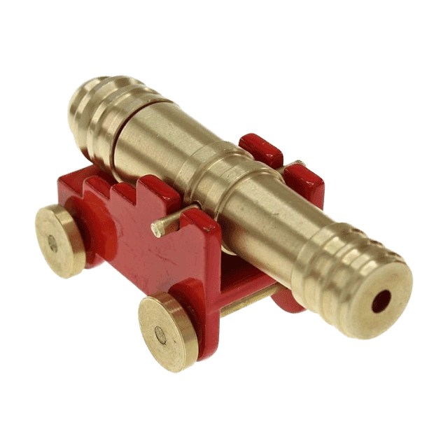 De Cannon 3D breinbreker heeft een ontwerp met metalen stukken die in de vorm van een kanon passen en uitdagend in elkaar moeten worden gezet.