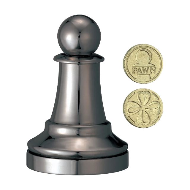 3D breinbreker puzzel in de vorm van een schaakpion, 3D breinbreker puzzel van een schaaktoren (smoked black) met verborgen munt.uitgevoerd in gerookt zwart met een verborgen munt inwendig.