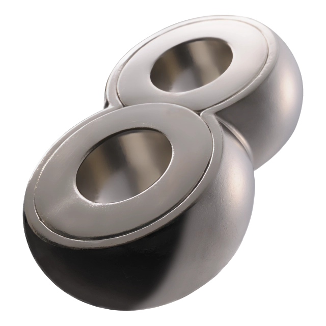 De Huzzle Cast Infinity is een metalen 3D-puzzel met een complexe, cirkelvormige structuur die eindeloos in elkaar lijkt te grijpen.